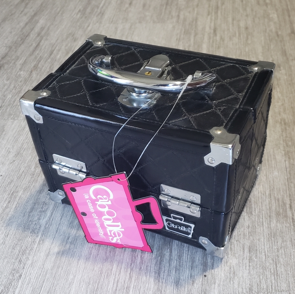 Quilted Black Patent Leather Caboodles Makeup Box NWT
